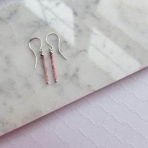 Ombre Pink Tourmaline silver dangle earrings